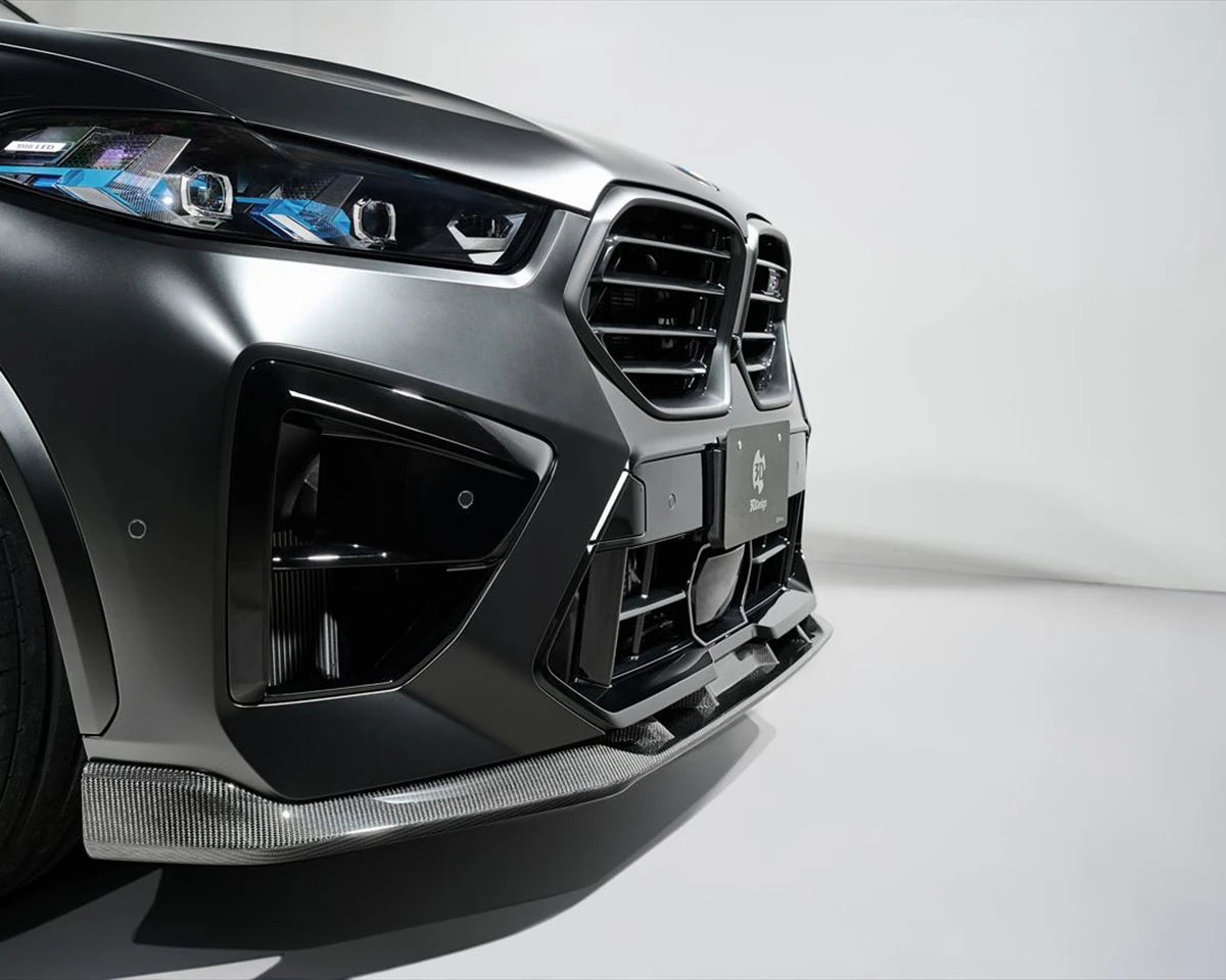 Front view of the 3DDesign carbon front lip on a BMW X5M LCI