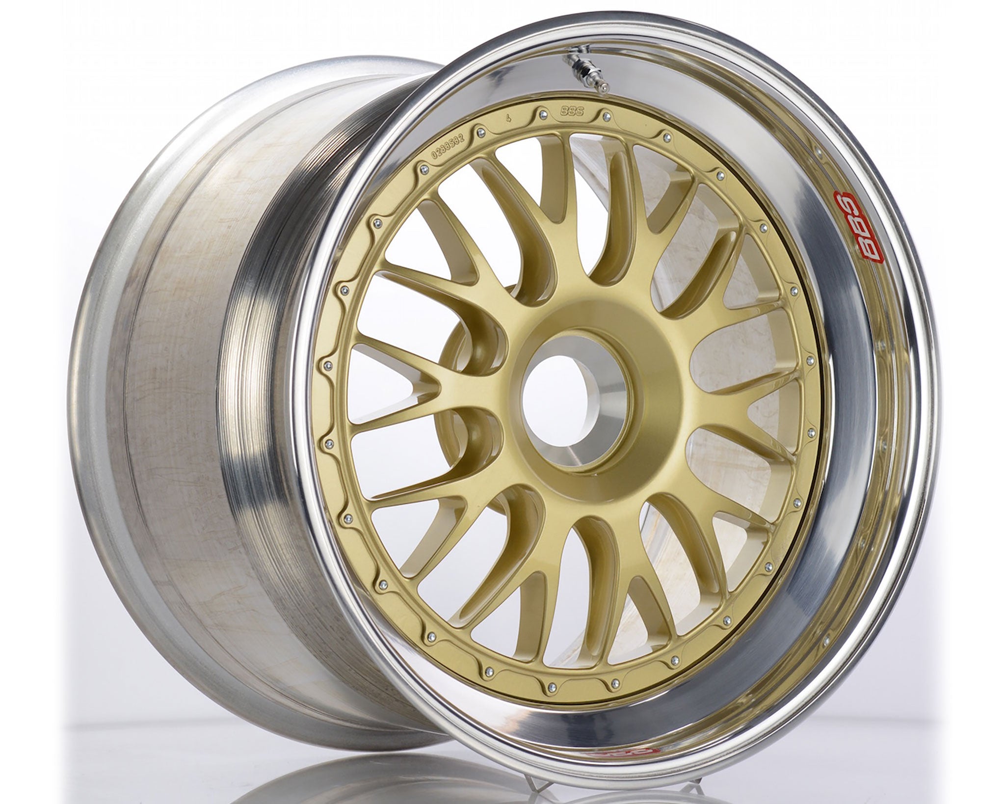 BBS E88 Porsche 991 gt3 Centerlock 19 inch with gold center and polished barrels