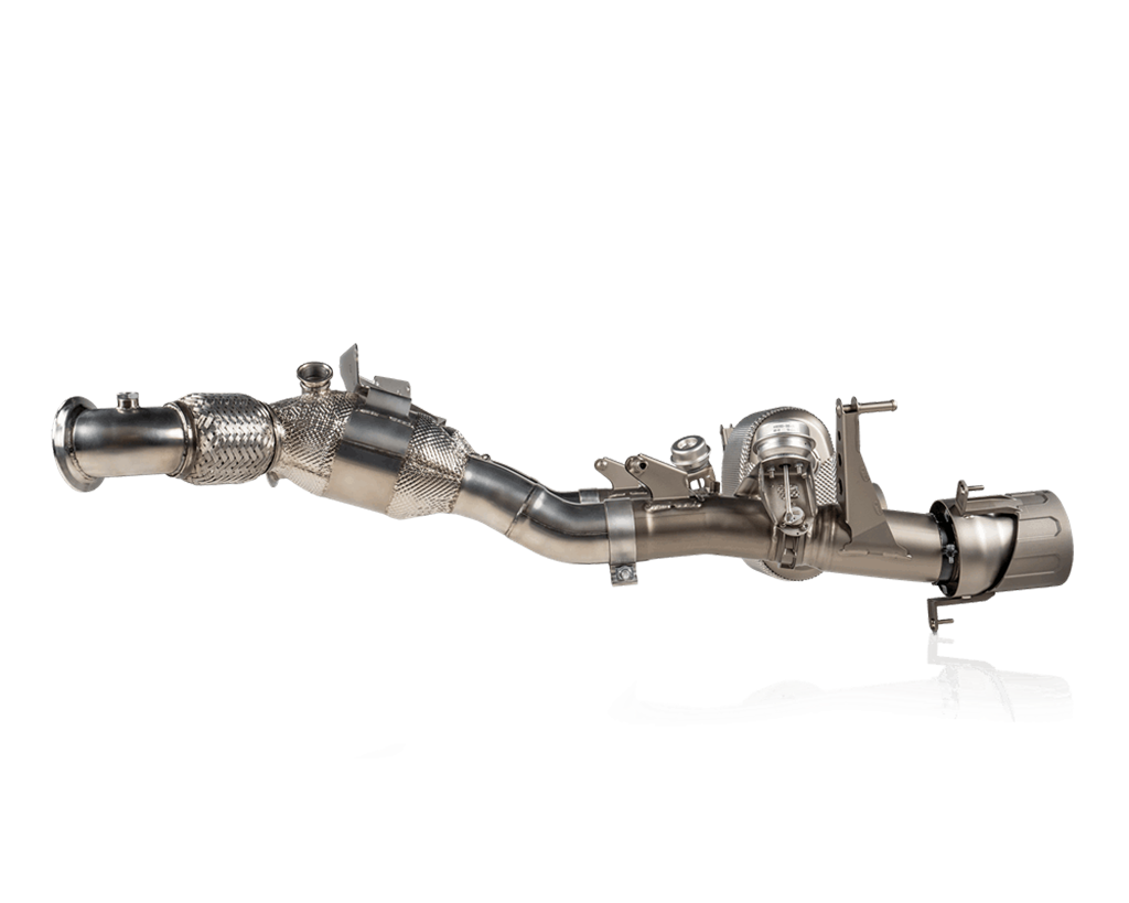 FERRARI F8 akrapovic exhaust side view complete system with catted linkpipes
