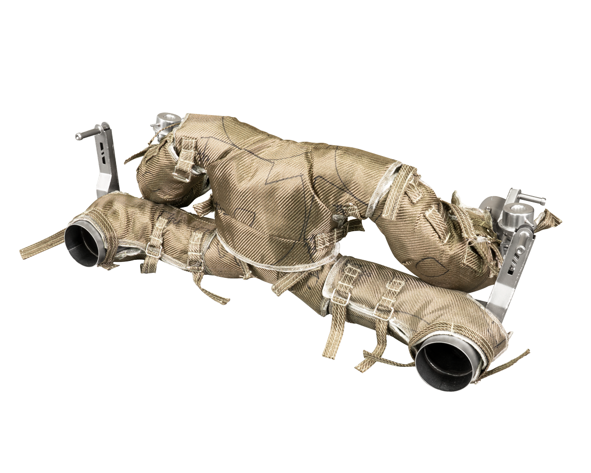 IPE titanium Exhaust Ferrari F8 Tributo with heat blanket