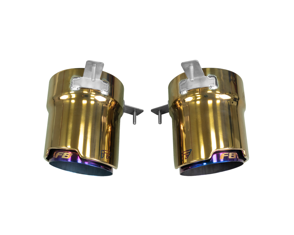 IPE titanium golden tailpipes Ferrari F8 Tributo