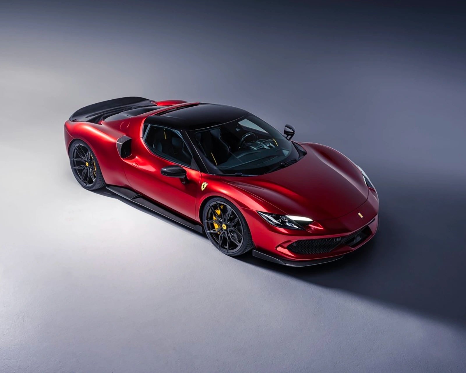 Ferrari 296 GTB front view with aerodynamic bumper and headlights