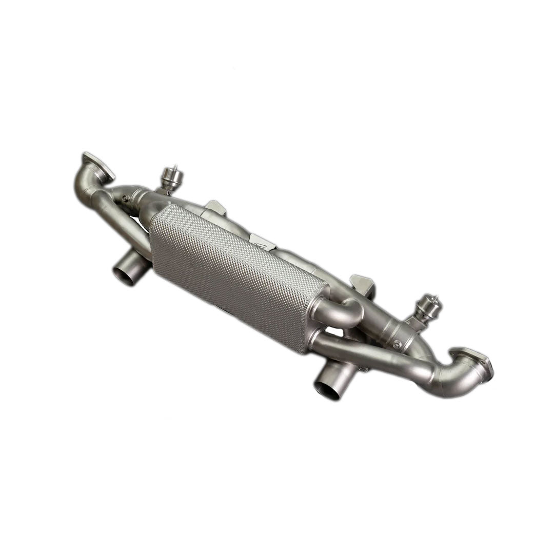 Porsche 718 GT4 RS IPE Exhaust muffler with heat shield