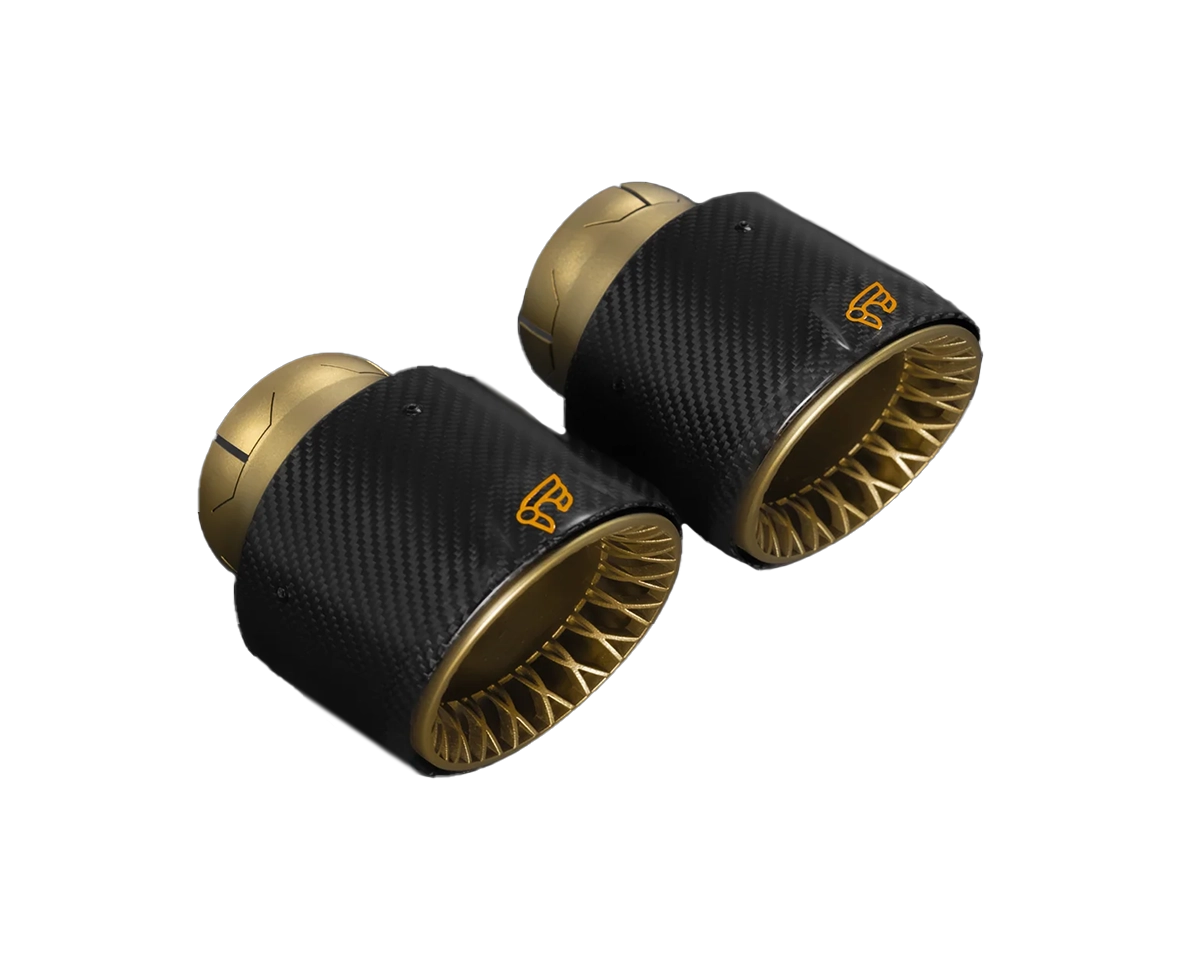 IPE carbon gold tailpipes for Porsche 992 GT3 and 992 GT3 RS