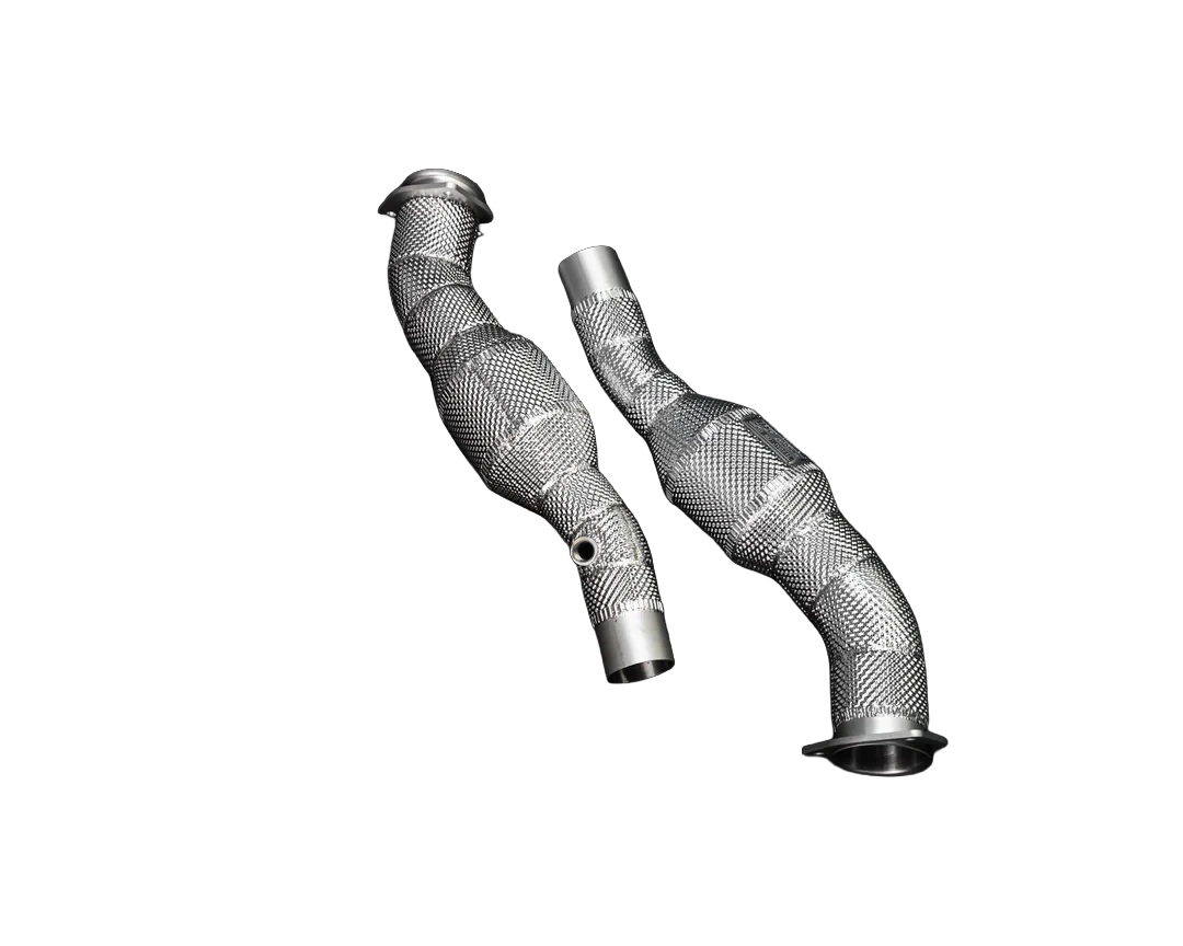 ipe f430 catted linkpipes heat shield detail