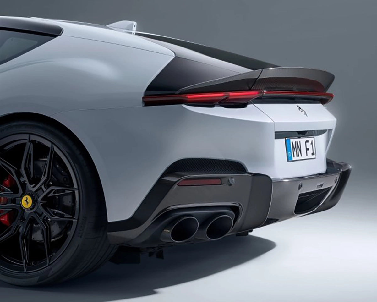 Detail of the NOVITEC Ferrari 12Cilindri carbon fibre rear diffuser and quad exhaust system
