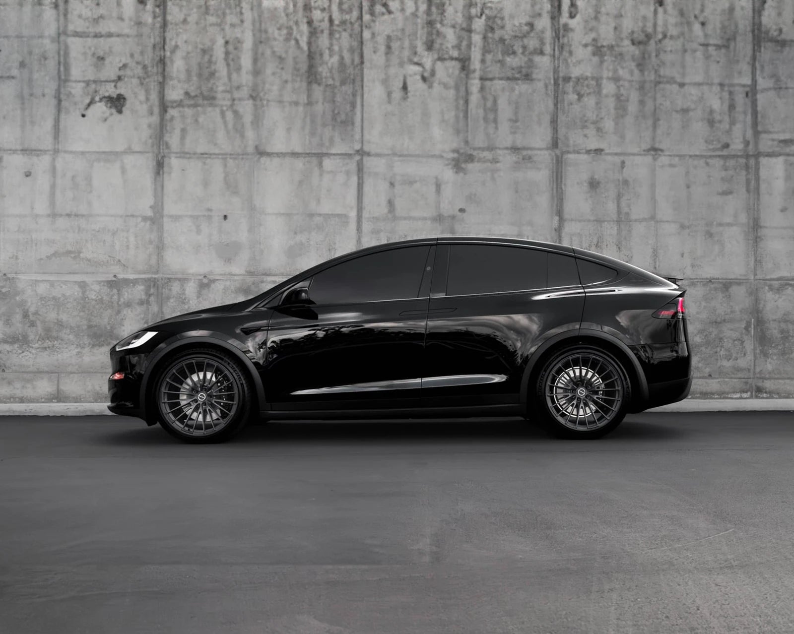 tesla model x lowered brixton forged pf20-r wheels