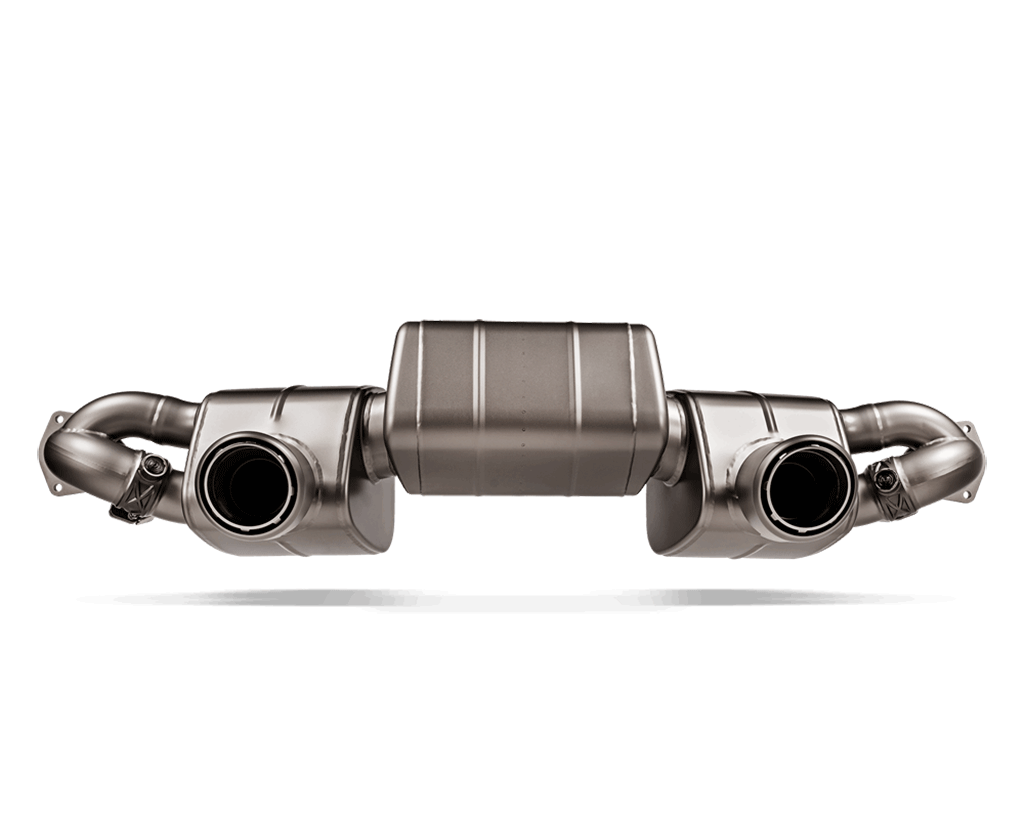 Akrapovic exhaust Porsche 718 GT4 RS Cayman seen from the rear
