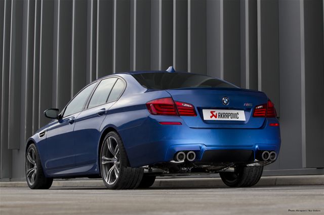 Akrapovic exhaust with Carbon tailpipes installed on a BMW F10 M5