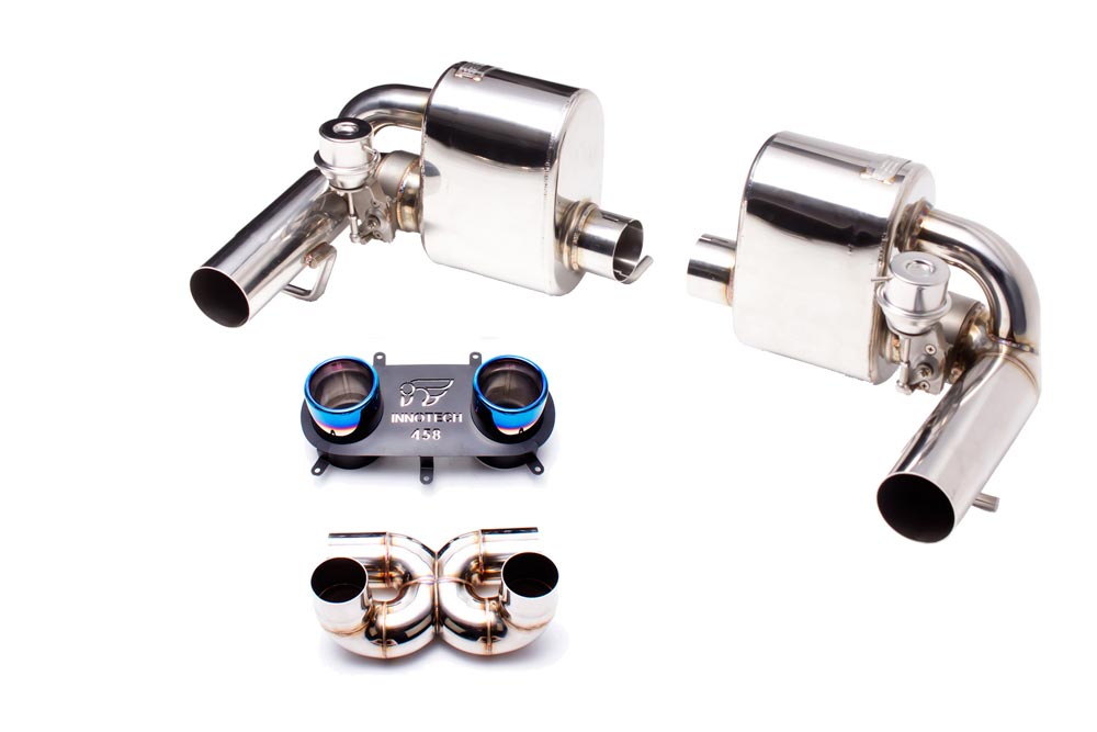 ipe innotech performance exhaust performance line ferrari 458 italia evolution valvetronic muffler remote control module tips 1