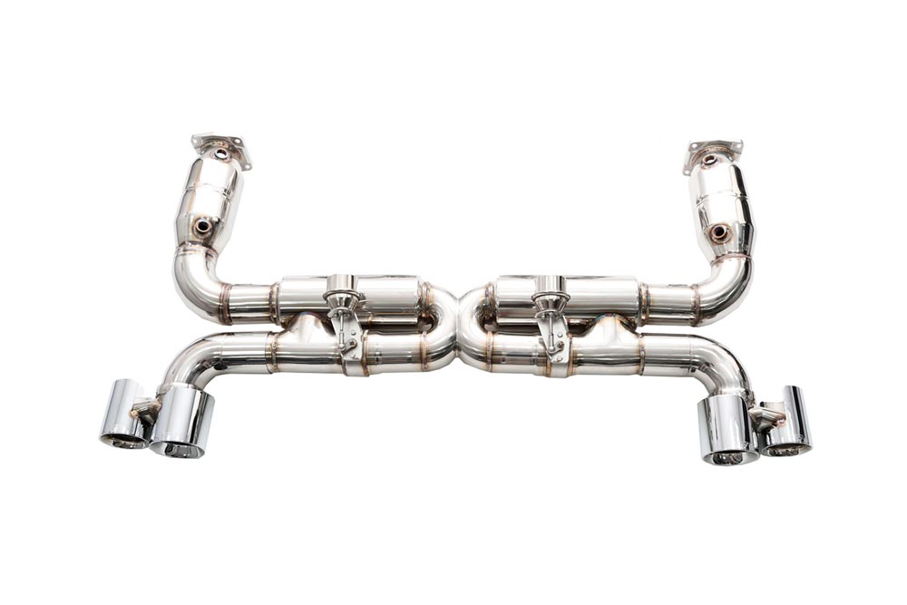 ipe innotech performance exhaust performance line porsche 997 turbo cat bypass x pipe valvetronic muffler tips 6