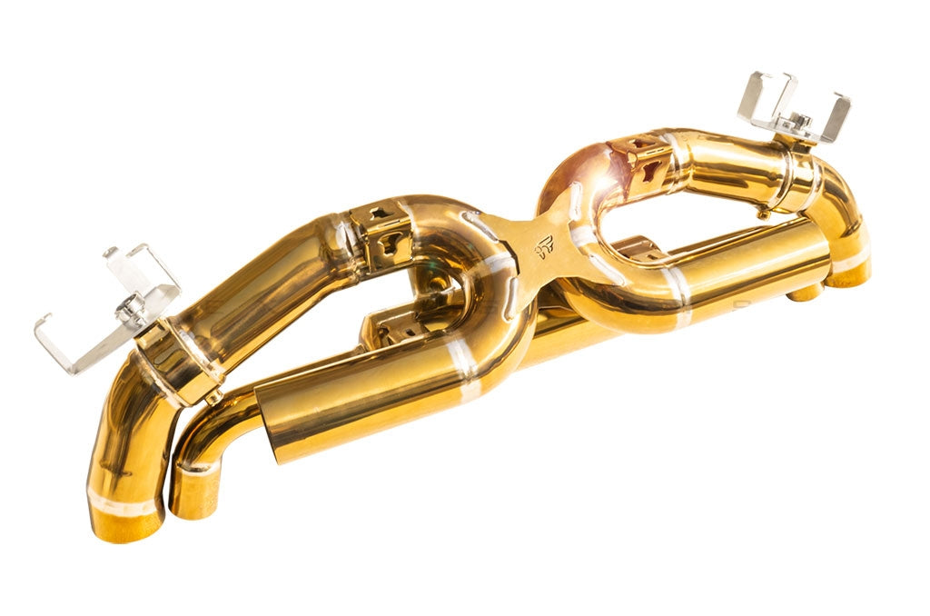 ipe muffler porsche 992 turbo s gold
