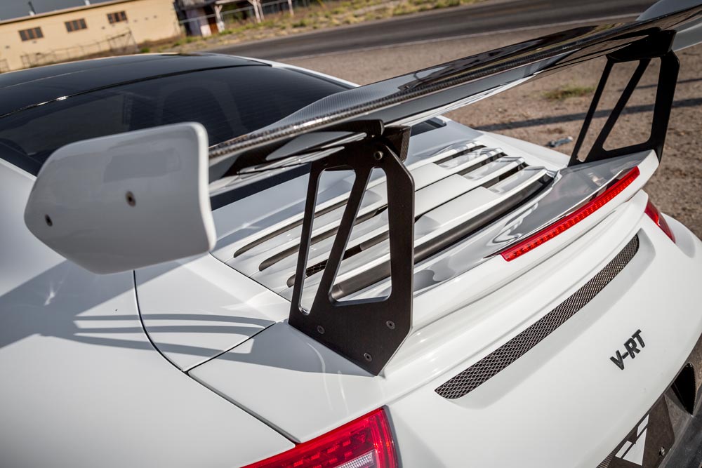 vorsteiner v rt aero rear wing with aluminum uprights carbon decklid for porsche 991 turbo 4 3