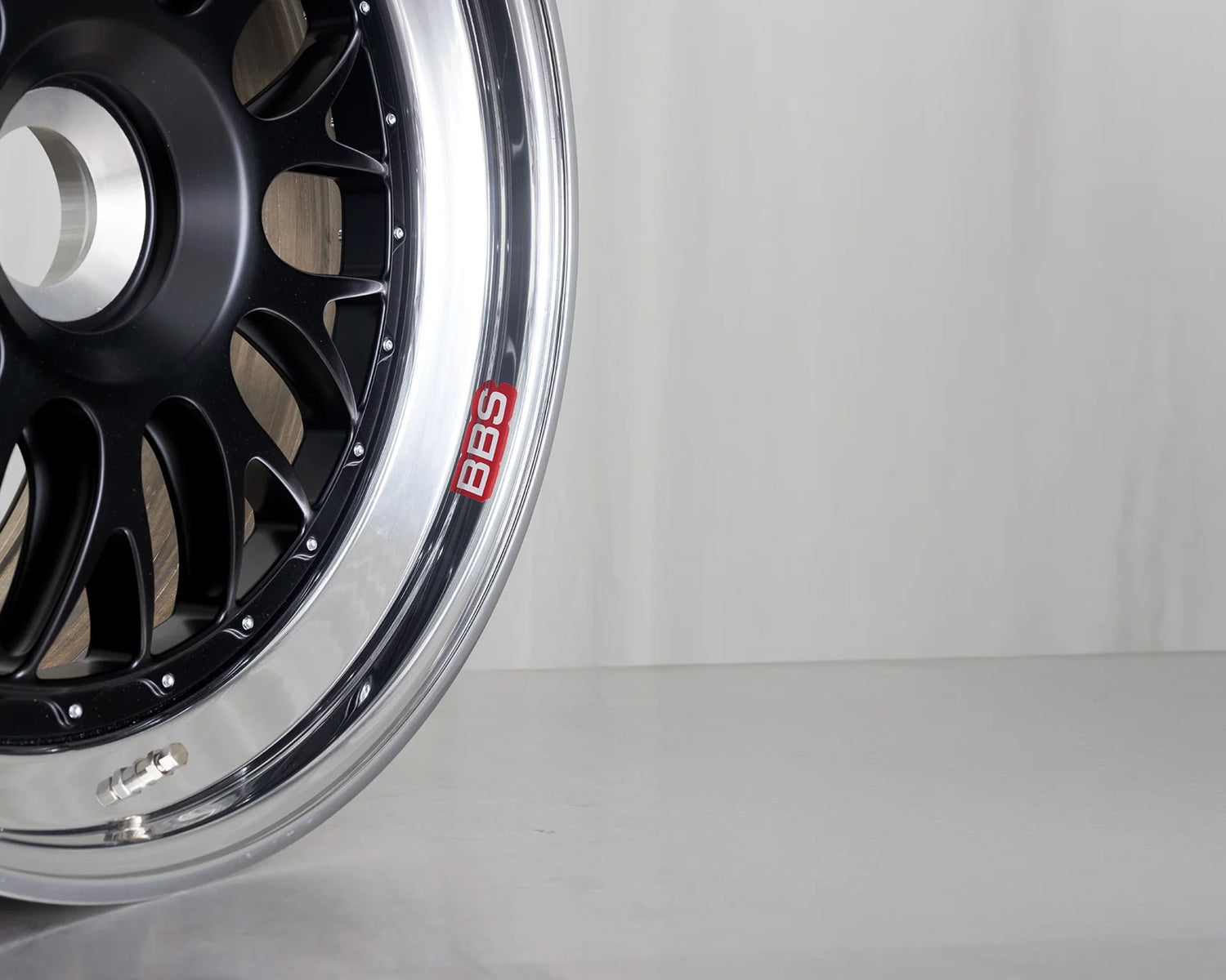Close-up of BBS E88 forged centre rim hardware and BBS Motorsport markings