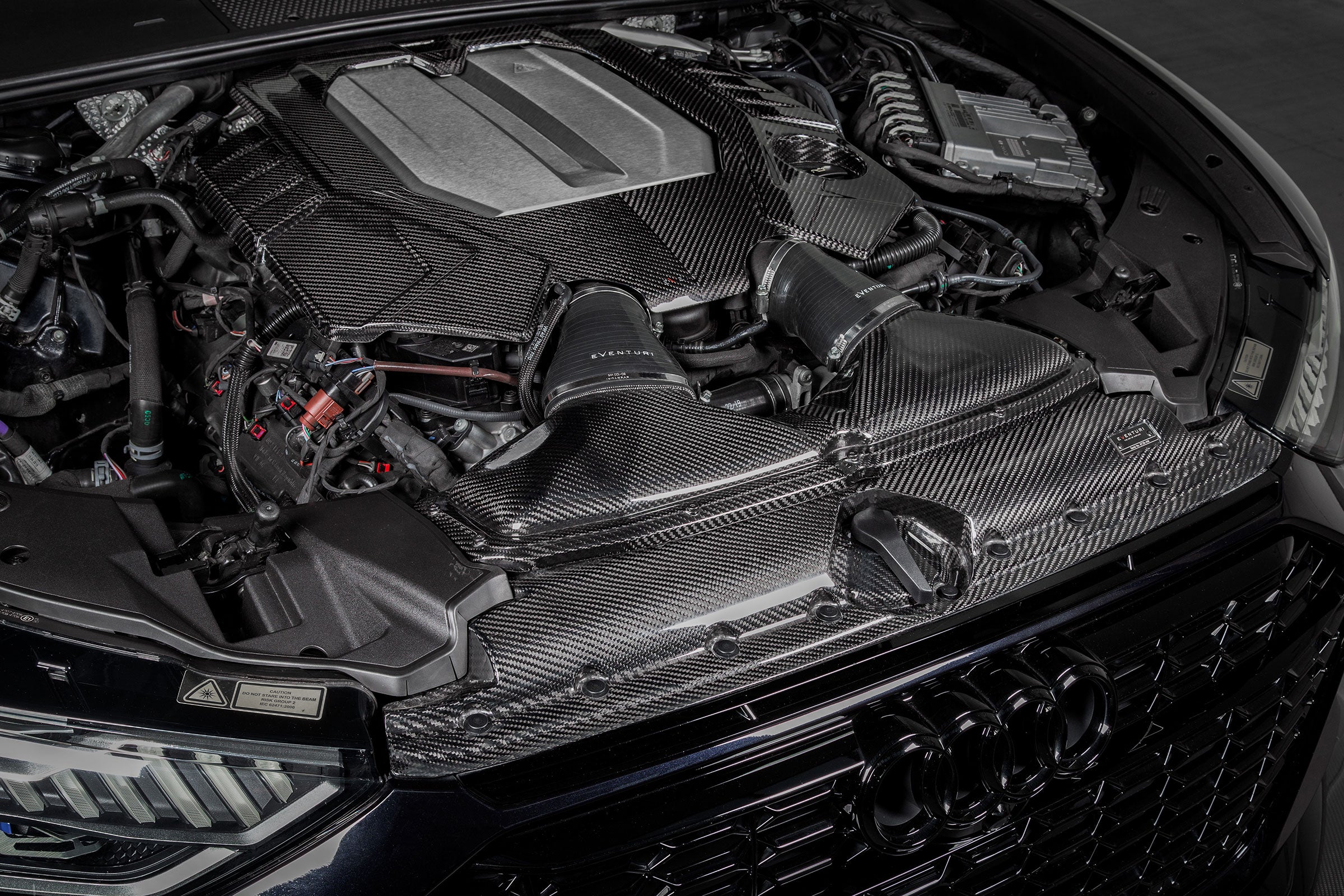 Eventuri Carbon + Red Kevlar Engine Cover - Audi 8Y / 8V RS3 / 8S