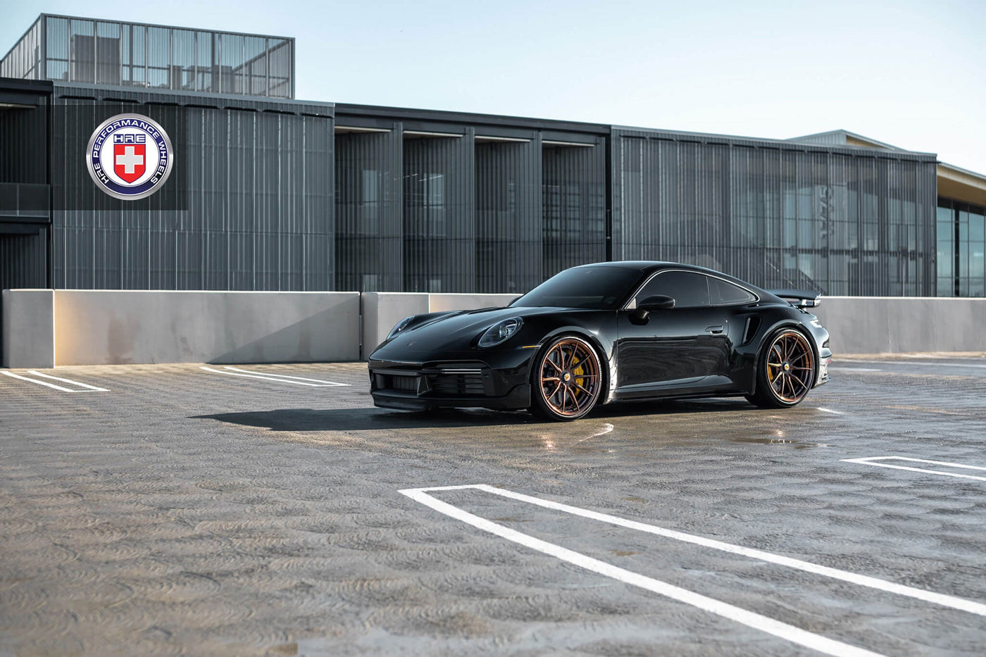 Porsche 992 Turbo S with HRE S104SC in Frozen Polished Bronze in 21 inch front and 22 inch rear.