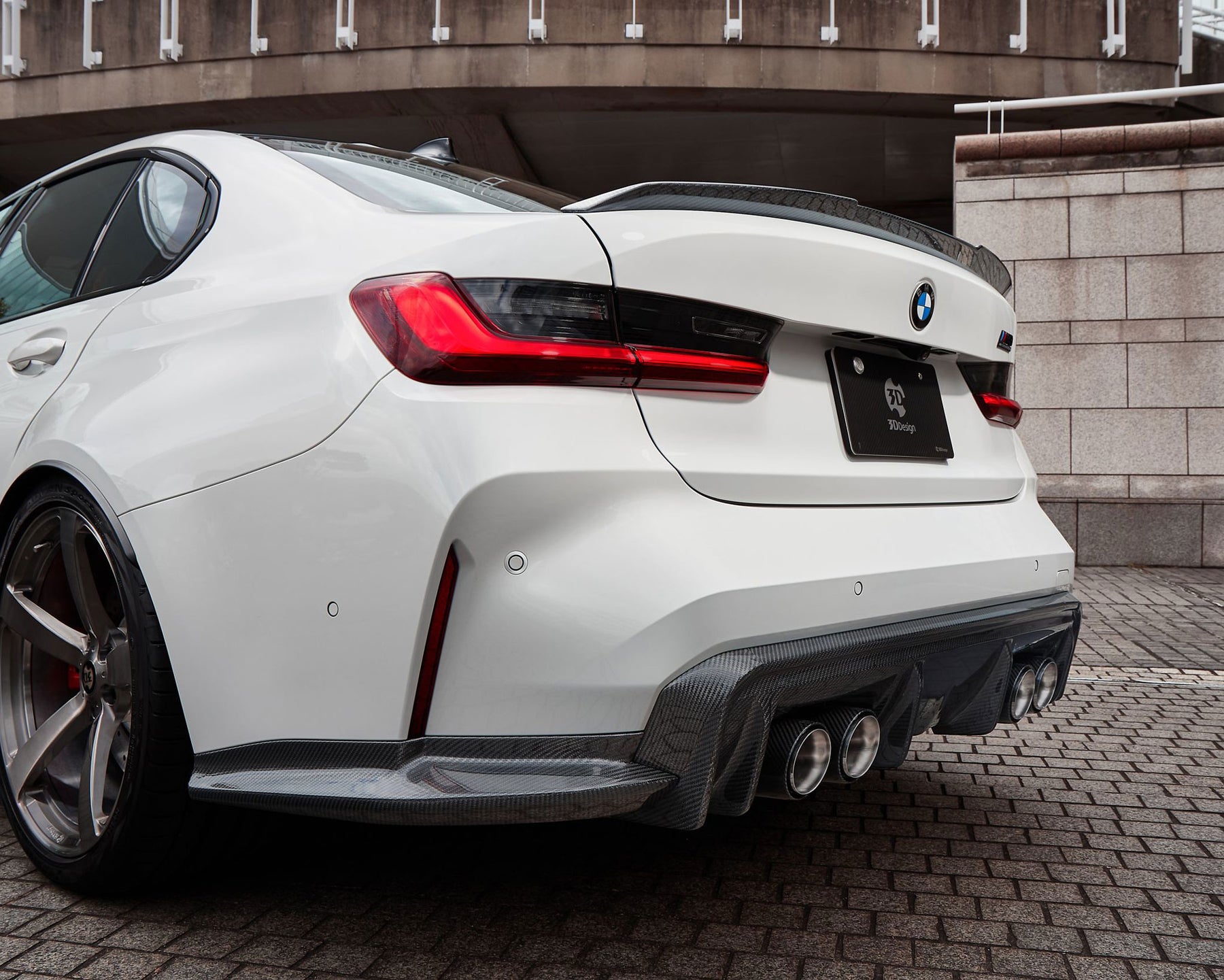 3ddesign BMW G80 m3 rearspoiler carbon shot from below