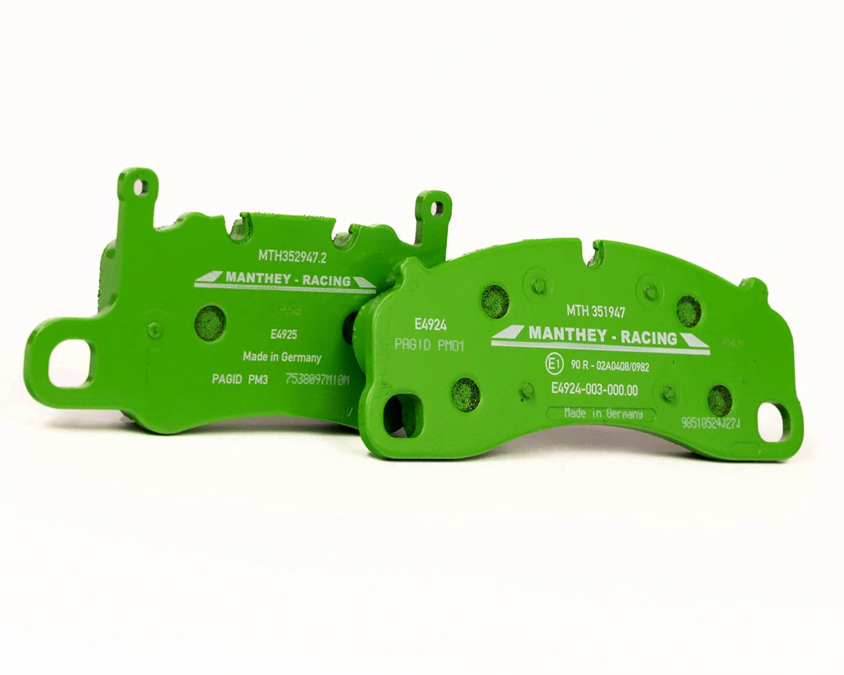 Manthey Racing Front Brake Pad Set for pccb and steel brakes in grello green