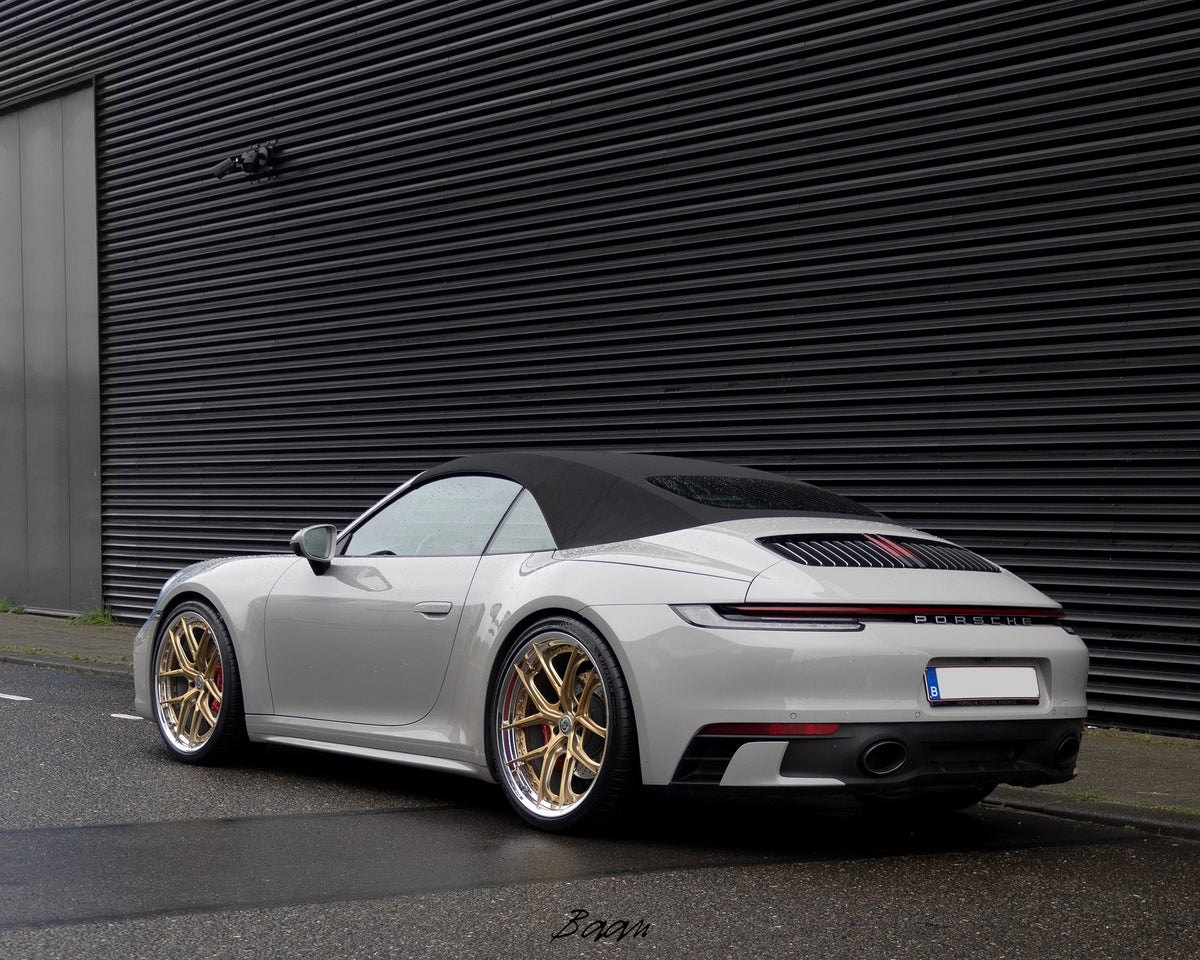 HRE S101SC wheels for a Porsche 992 Turbo S Cabriolet in 21 inch front and 22 inch rear wheels