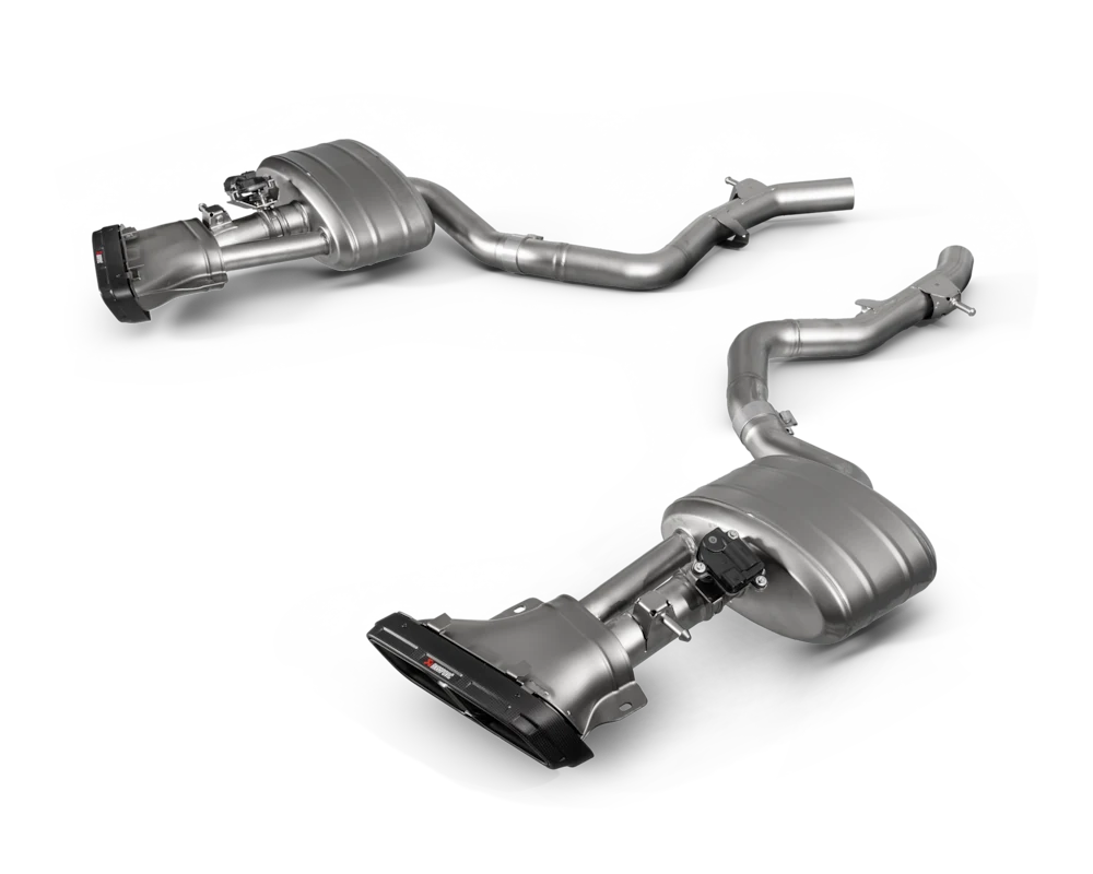 Akrapovič CLE 53 titanium exhaust with valve-controlled mufflers and carbon-fibre tailpipes