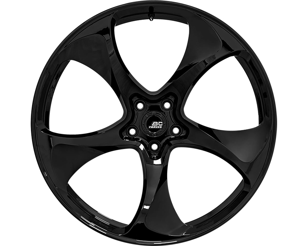 Gloss black BC Forged wheels in gloss black front view
