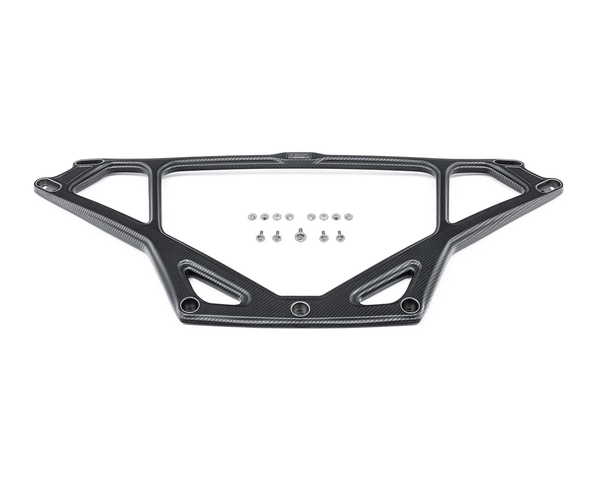 Eventuri Carbon Strut Brace installed on BMW G80 M3 engine bay
