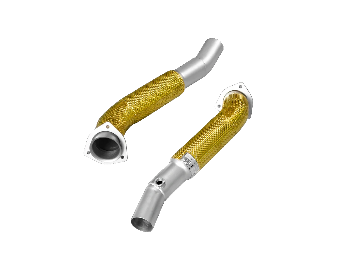 iPE stainless steel catless linkpipes fully installed on Ferrari F430