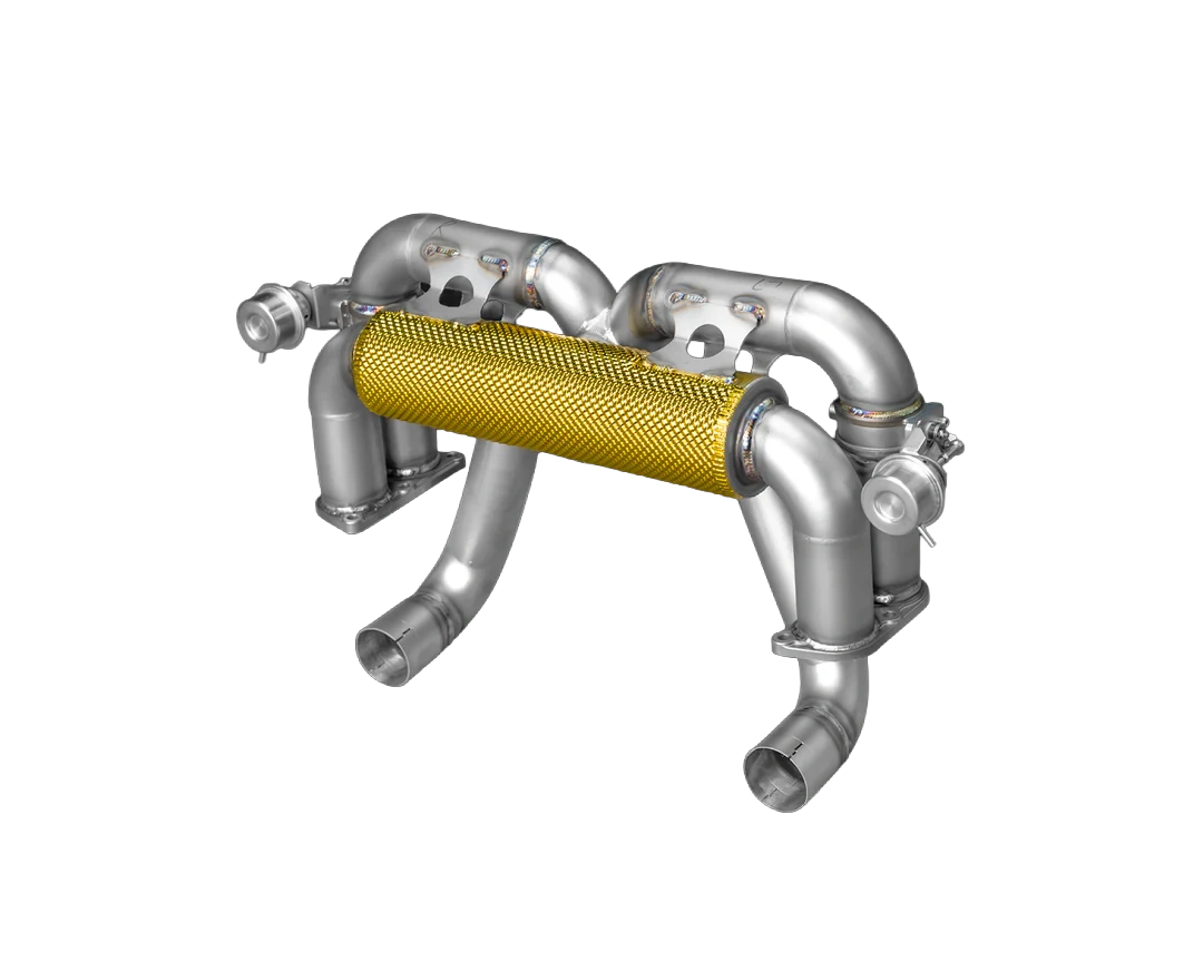 Detail of iPE exhaust heat shields on Ferrari F430