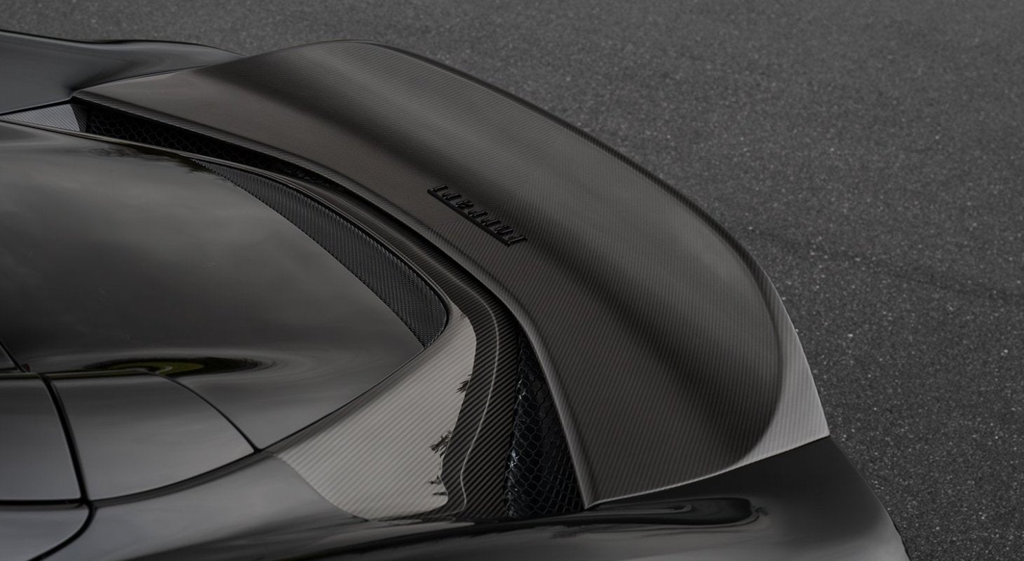 Novitec carbon cover over rear camera on Ferrari 296 GTB
