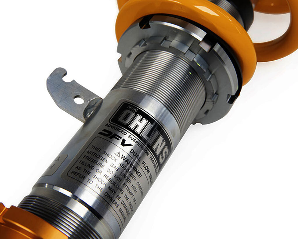 Ohlins Road & Track suspension BMW G87 M2 detail of the front shock and spring setup