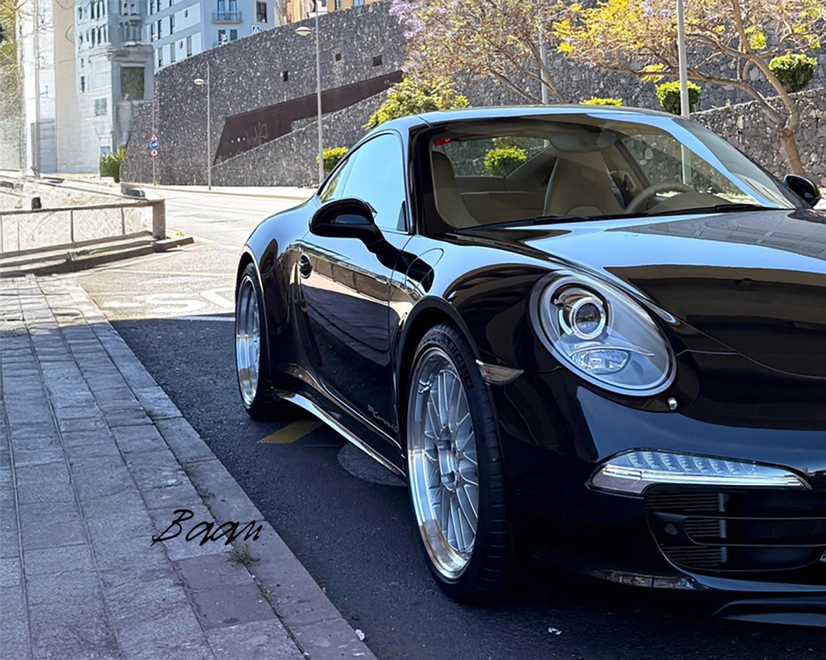 Porsche 991 with BBS Le Mans wheels front three quarter view
