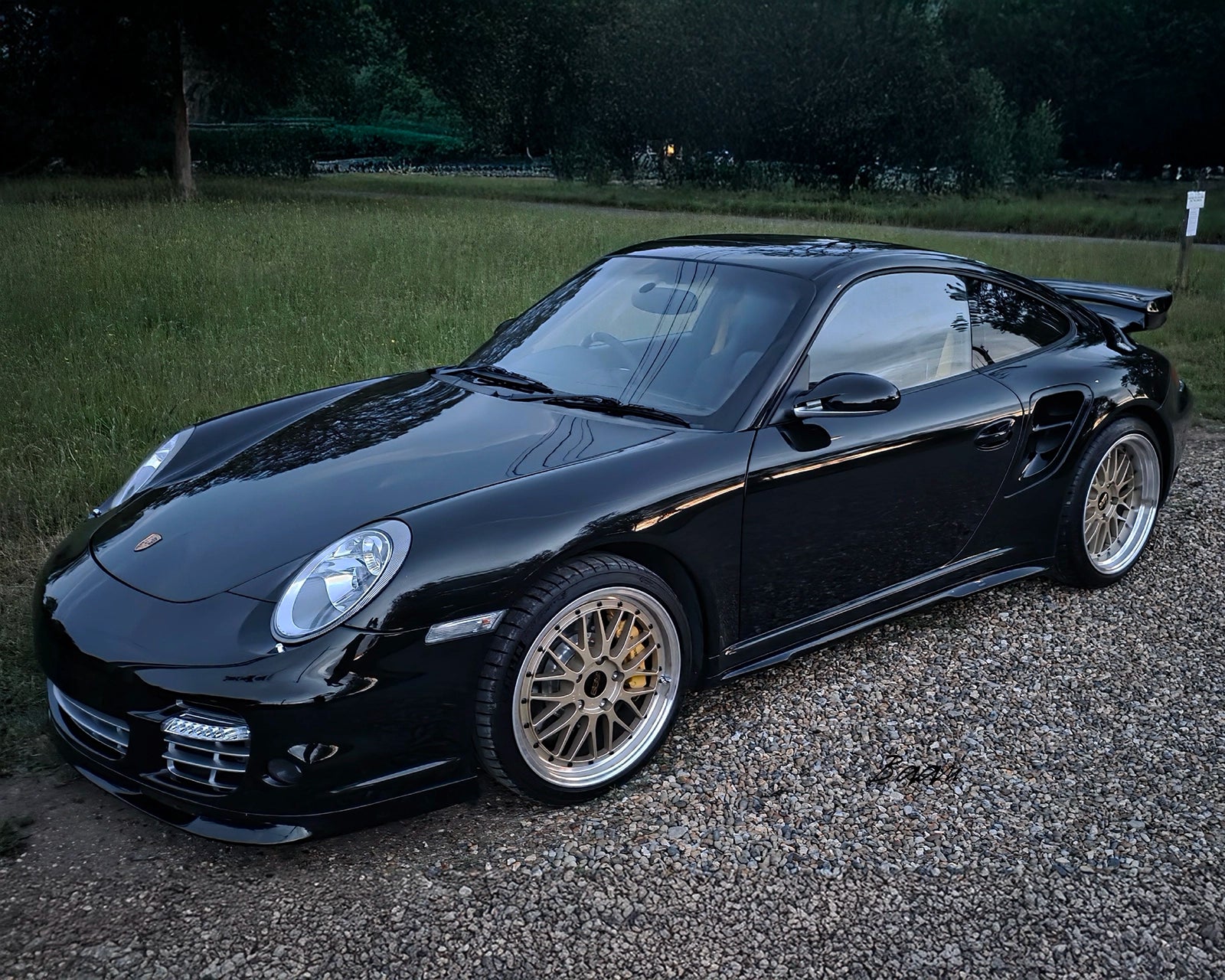 Rear view Porsche 997 Turbo with BBS Le Mans wheels