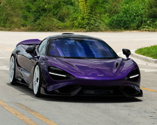 purple McLaren 765LT AN27 SeriesTWO Gloss White finish with arp hardware