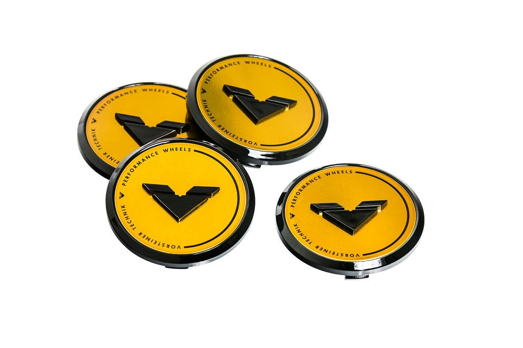 Vorsteiner GOLD Center Caps met zwart logo