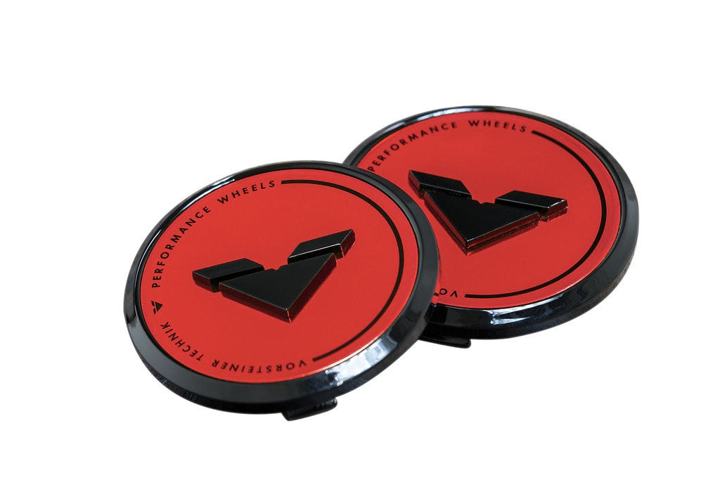 Vorsteiner RED Center Caps with black logo