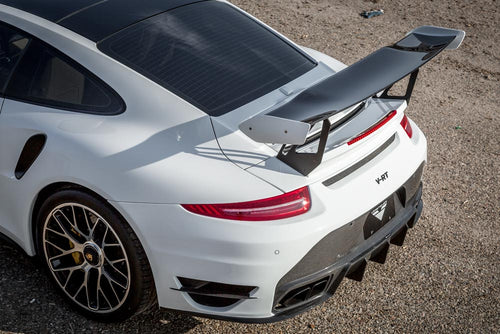 vorsteiner v rt aero rear wing with aluminum uprights carbon decklid for porsche 991 turbo 2 3 